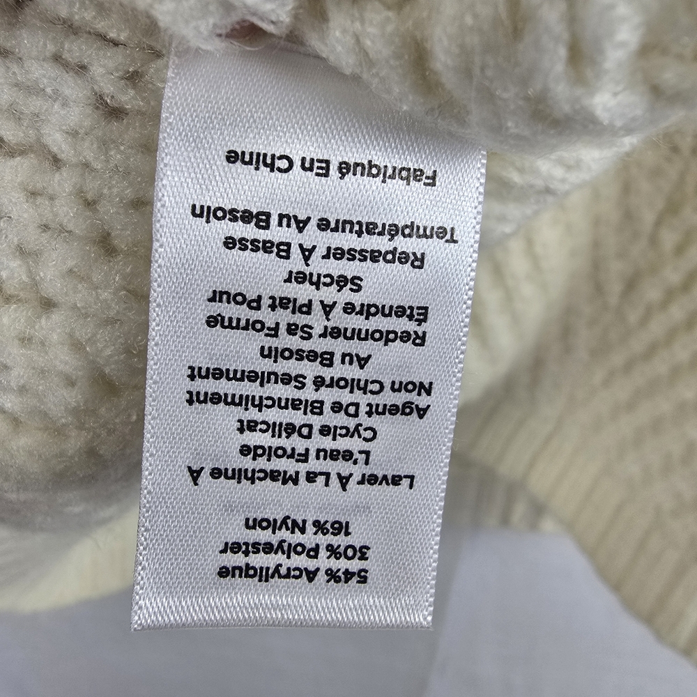 Talbots Chunky Cable Knit Poncho Ivory size XS NWT - Picture 11 of 12